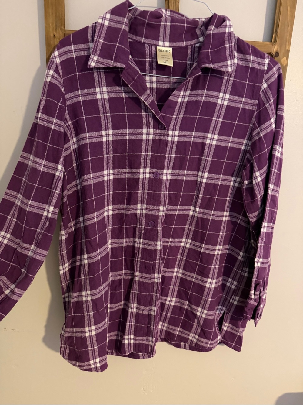 Blair Purple Plaid Button-Down Shirt with White Checks